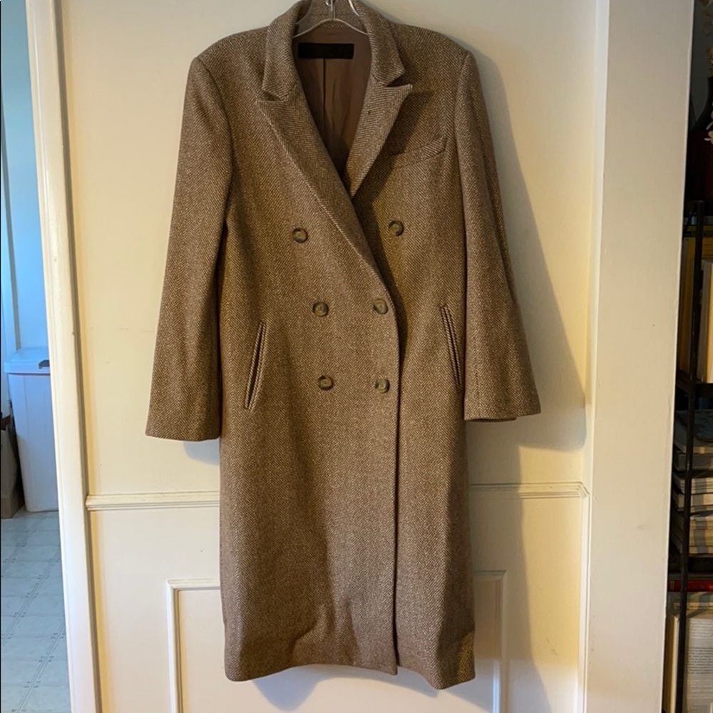 Jenni Kayne Tan Herringbone Pea Coat - Picture 5 of 6